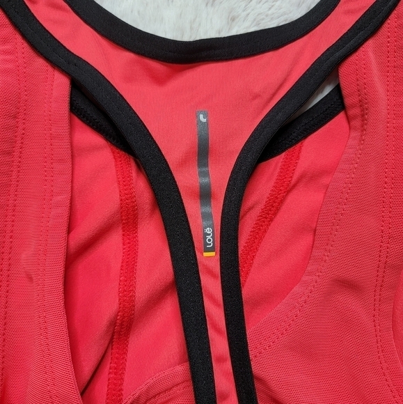 ✨CL LoleMontreal Red Sleeveless Racerback Atheltic Wear Tank Top Black Trim Sz M - Picture 9 of 11